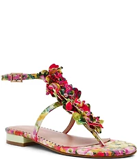 Betsey Johnson Kenedy Flower and Rhinestone Embellished Thong Sandals