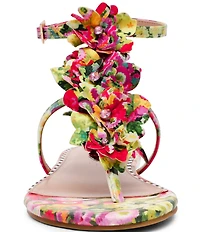 Betsey Johnson Kenedy Flower and Rhinestone Embellished Thong Sandals
