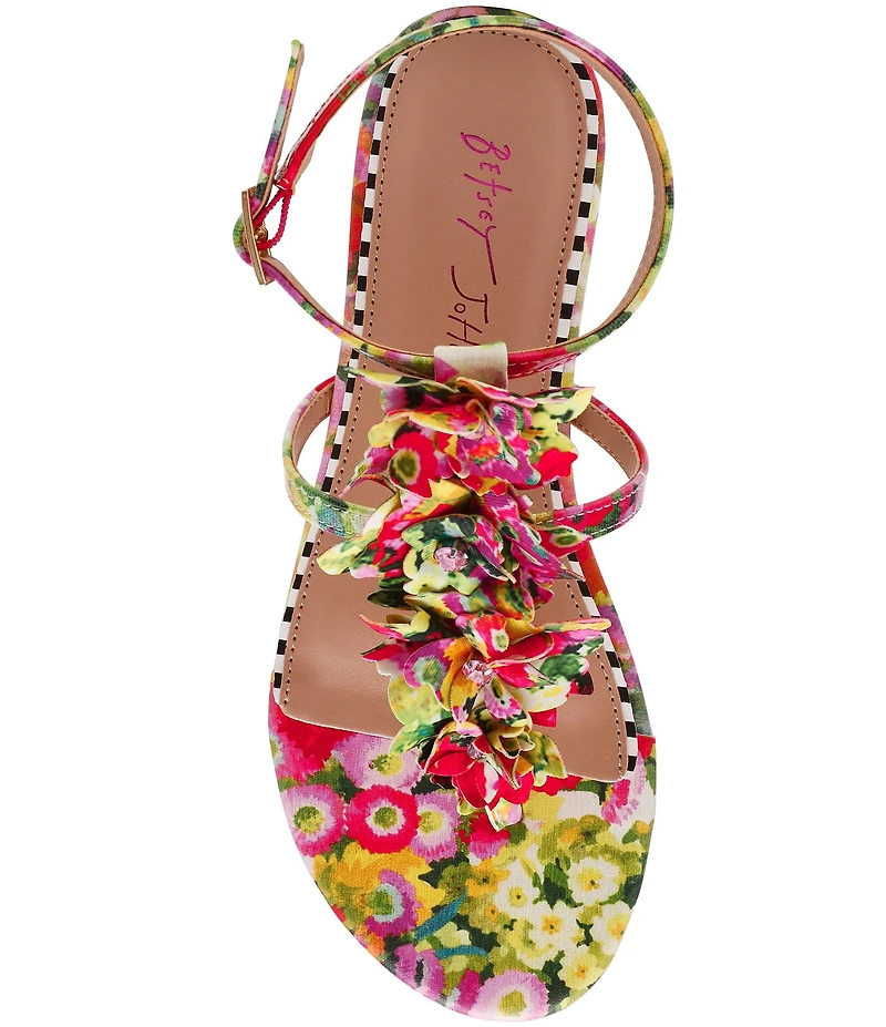 Betsey Johnson Kenedy Flower and Rhinestone Embellished Thong Sandals