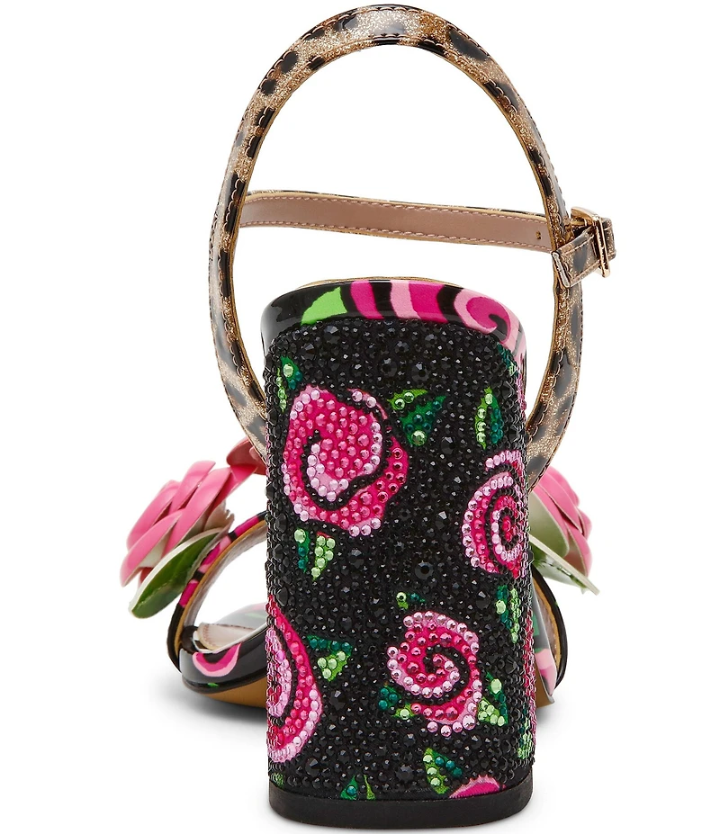 Betsey Johnson Krystle Floral Embellished Block Heel Dress Sandals