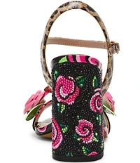Betsey Johnson Krystle Floral Embellished Block Heel Dress Sandals