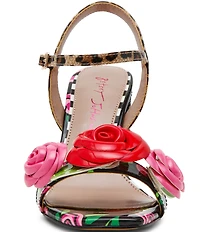 Betsey Johnson Krystle Floral Embellished Block Heel Dress Sandals
