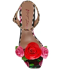 Betsey Johnson Krystle Floral Embellished Block Heel Dress Sandals