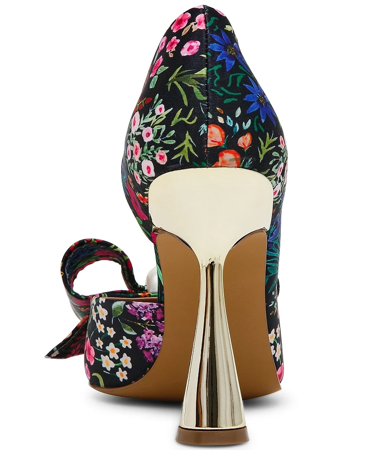 Betsey Johnson Kyliee Ditsy Floral Oversized Bow and Pearl Ornament Detail Pumps
