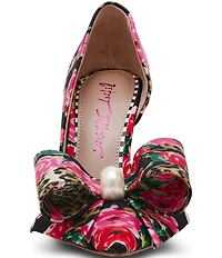 Betsey Johnson Kyliee Rose Leopard Oversized Bow and Pearl Ornament Detail Pumps