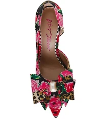 Betsey Johnson Kyliee Rose Leopard Oversized Bow and Pearl Ornament Detail Pumps