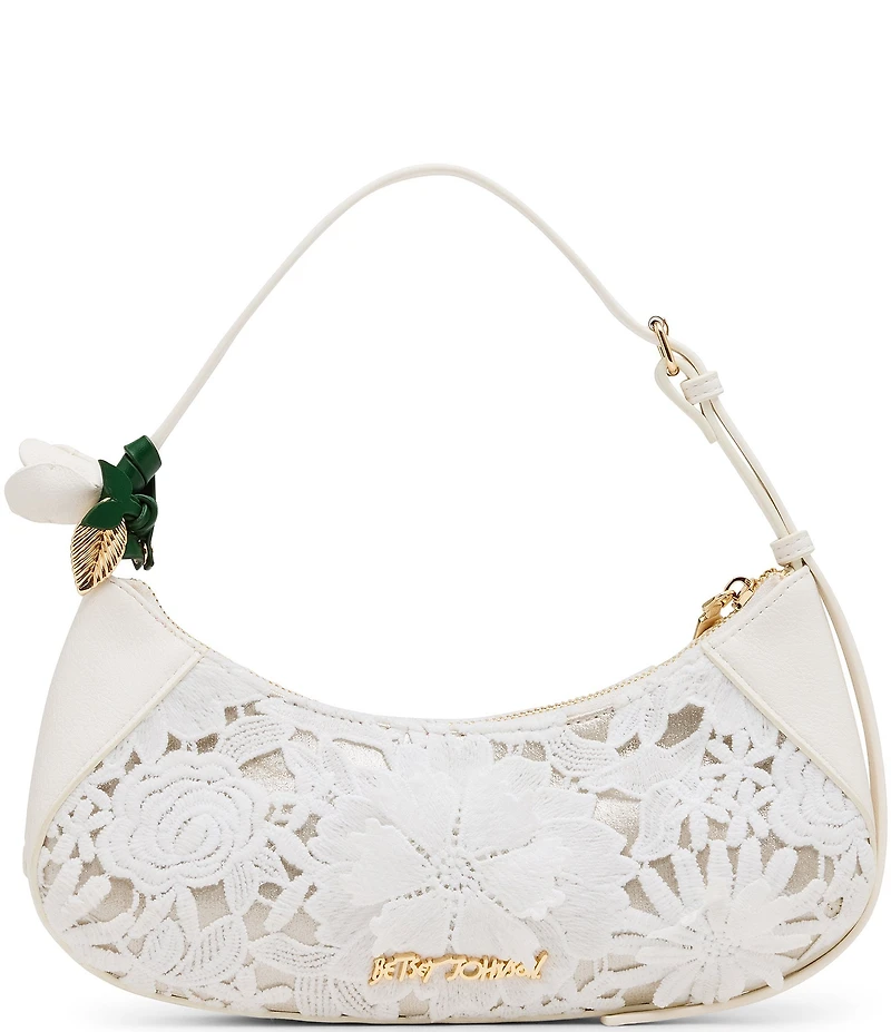 Betsey Johnson Lacey Floral Crochet Shoulder Bag