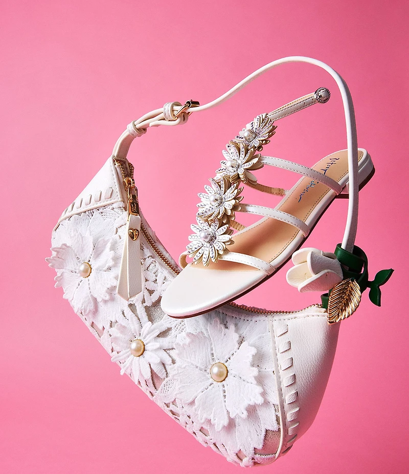 Betsey Johnson Lacey Floral Crochet Shoulder Bag