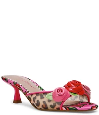 Betsey Johnson Lambert Rose Embellished Kitten Heel Dress Sandals