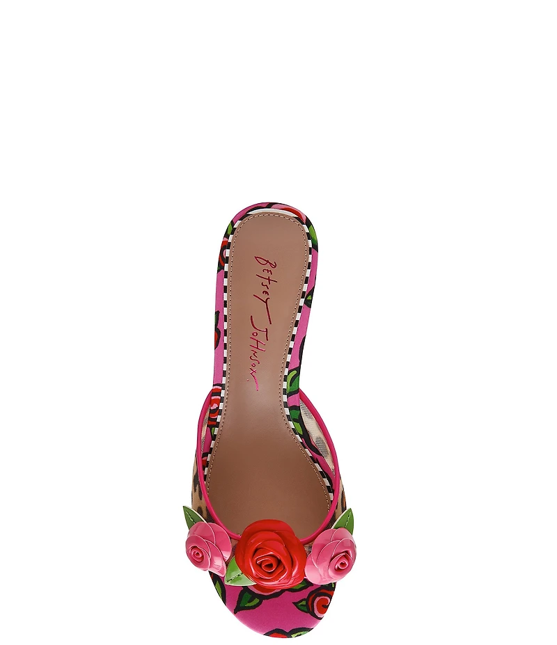 Betsey Johnson Lambert Rose Embellished Kitten Heel Dress Sandals