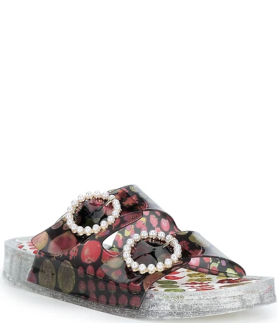 Betsey Johnson Landin Fruit Print Jelly Footbed Sandals