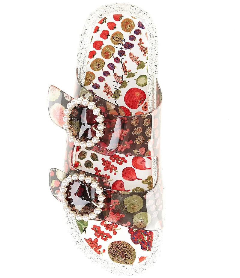 Betsey Johnson Landin Fruit Print Jelly Footbed Sandals