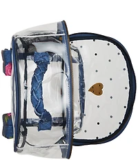 Betsey Johnson Large Denim Floral Clear Contrast Trim Backpack