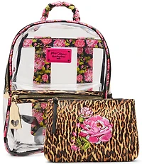 Betsey Johnson Leopard Floral Clear Backpack