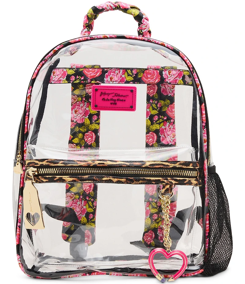 Betsey Johnson Leopard Floral Clear Backpack