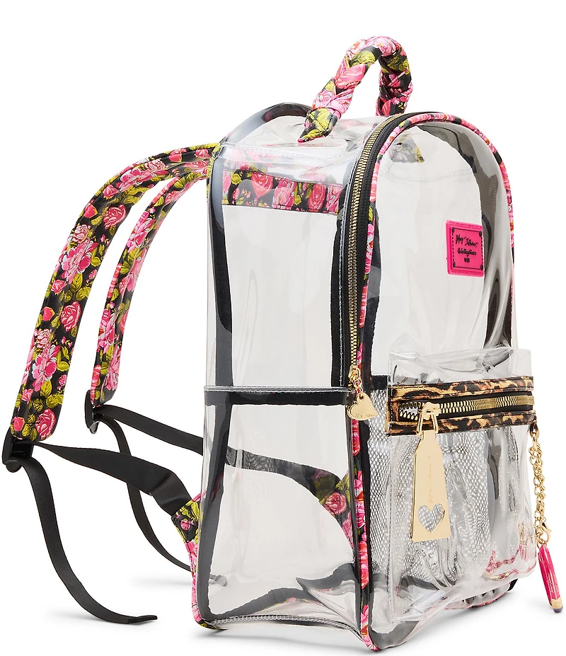 Betsey Johnson Leopard Floral Clear Backpack