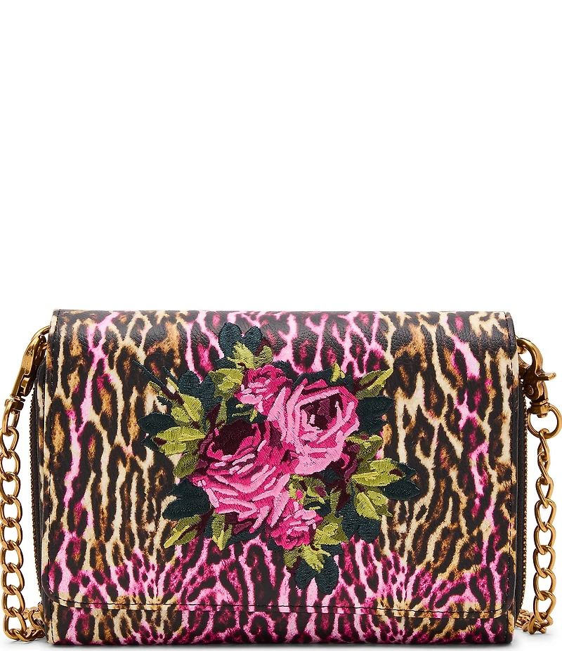 Betsey Johnson Leopard Floral Crossbody Bag