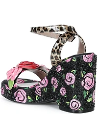 Betsey Johnson Lizzete Rhinestone Rose Wedge Dress Sandals