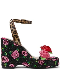 Betsey Johnson Lizzete Rhinestone Rose Wedge Dress Sandals
