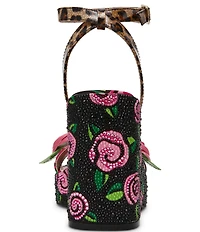 Betsey Johnson Lizzete Rhinestone Rose Wedge Dress Sandals