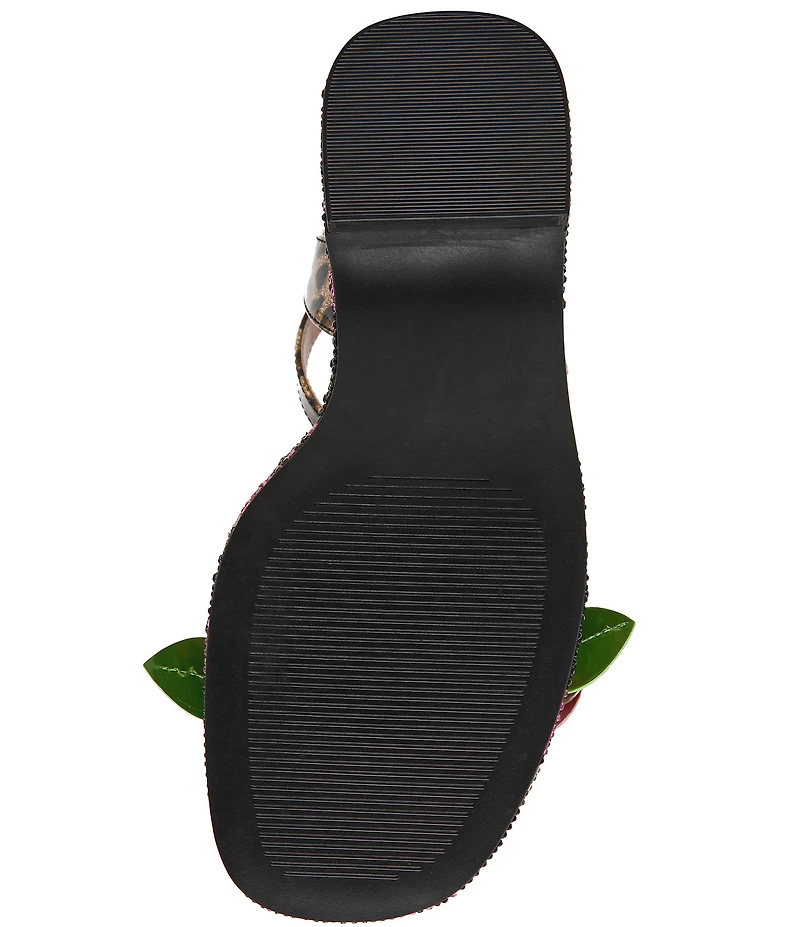 Betsey Johnson Lizzete Rhinestone Rose Wedge Dress Sandals