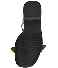 Betsey Johnson Lizzete Rhinestone Rose Wedge Dress Sandals