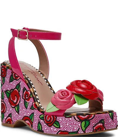 Betsey Johnson Lizzete Rhinestone Wedge Dress Sandals