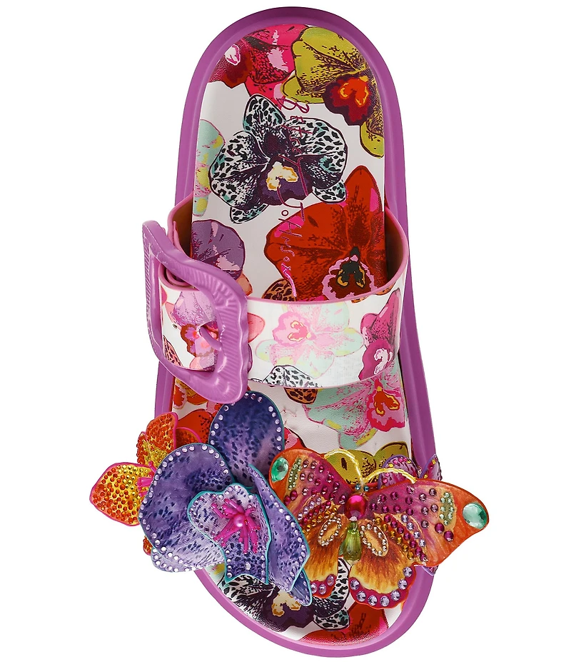 Betsey Johnson Lorayne Butterfly & Flower Embellished Footbed Sandals