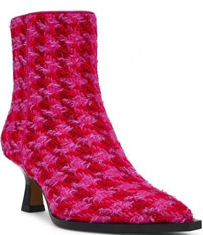 Betsey Johnson Louisa Houndstooth Kitten Heel Booties