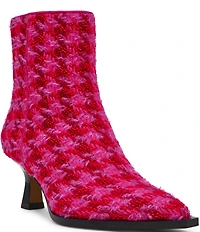 Betsey Johnson Louisa Houndstooth Kitten Heel Booties