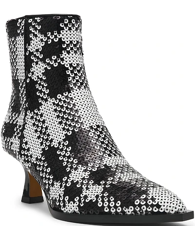 Betsey Johnson Louisa Plaid Embellished Kitten Heel Booties