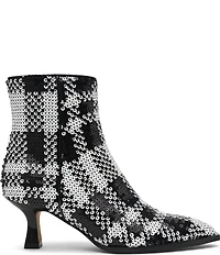 Betsey Johnson Louisa Plaid Embellished Kitten Heel Booties