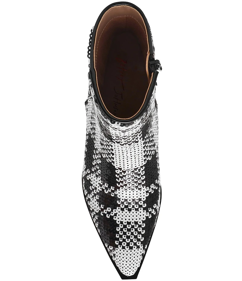 Betsey Johnson Louisa Plaid Embellished Kitten Heel Booties