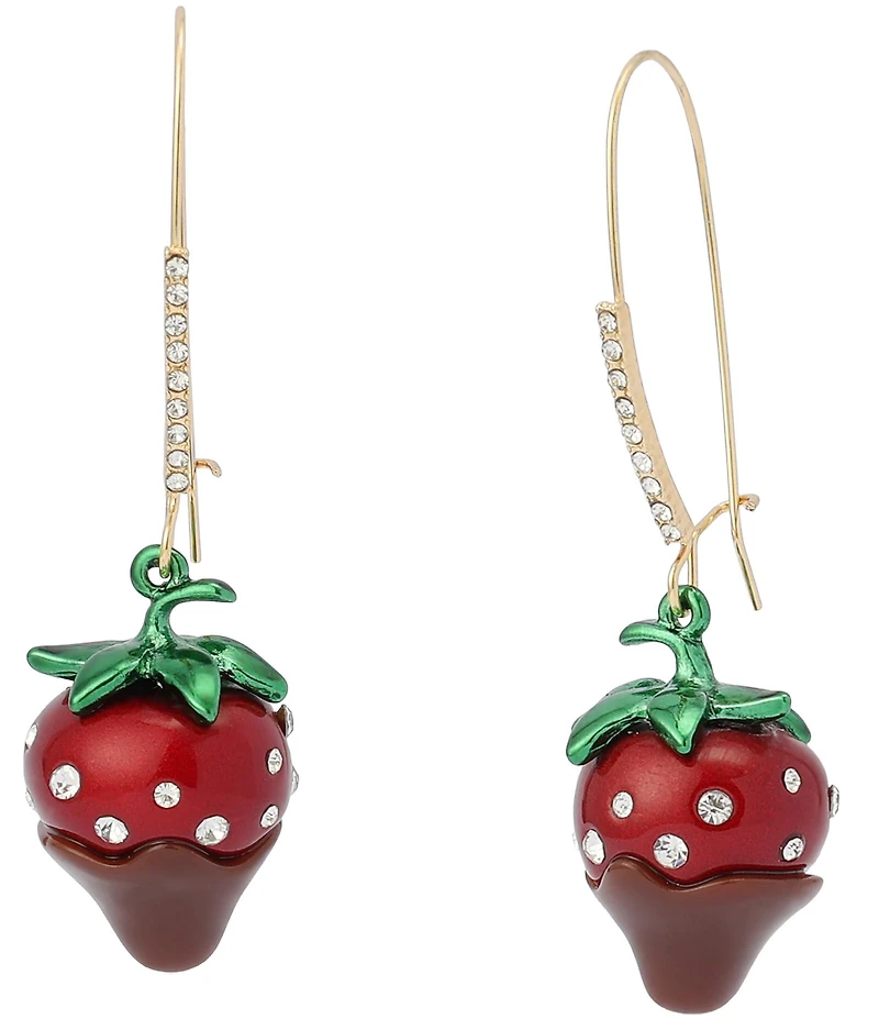 Betsey Johnson Love Spell Chocolate Strawberry Dangle Drop Earrings