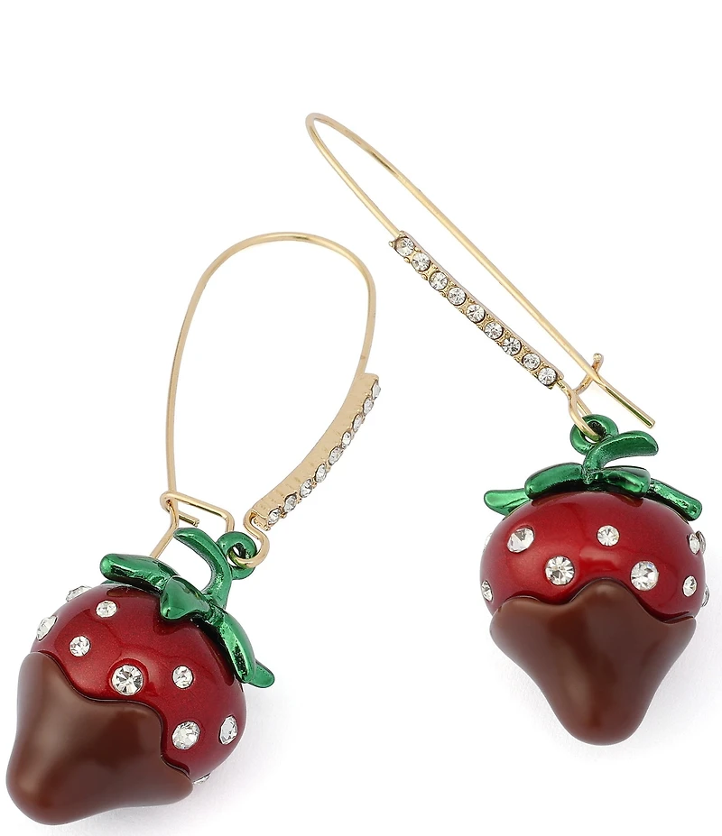 Betsey Johnson Love Spell Chocolate Strawberry Dangle Drop Earrings