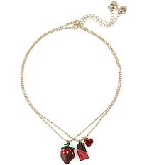 Betsey Johnson Love Spell Chocolate Strawberry Short Pendant Necklace Set
