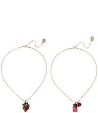 Betsey Johnson Love Spell Chocolate Strawberry Short Pendant Necklace Set