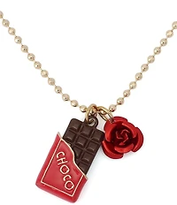 Betsey Johnson Love Spell Chocolate Strawberry Short Pendant Necklace Set