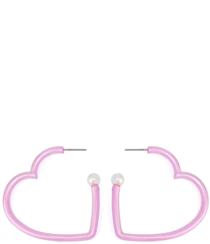Betsey Johnson Love Spell Heart Hoop Earrings