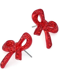 Betsey Johnson Love Spell Pave Rhinestone Bow Stud Earrings