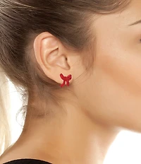 Betsey Johnson Love Spell Pave Rhinestone Bow Stud Earrings