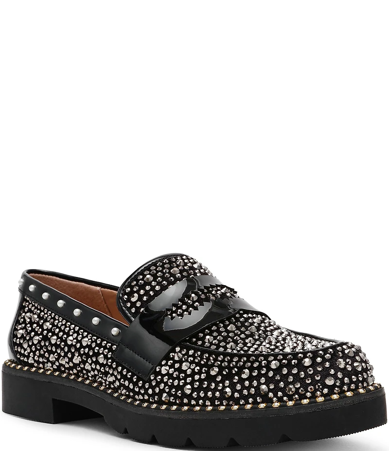Betsey Johnson Lydiaa Rhinestone Penny Loafers