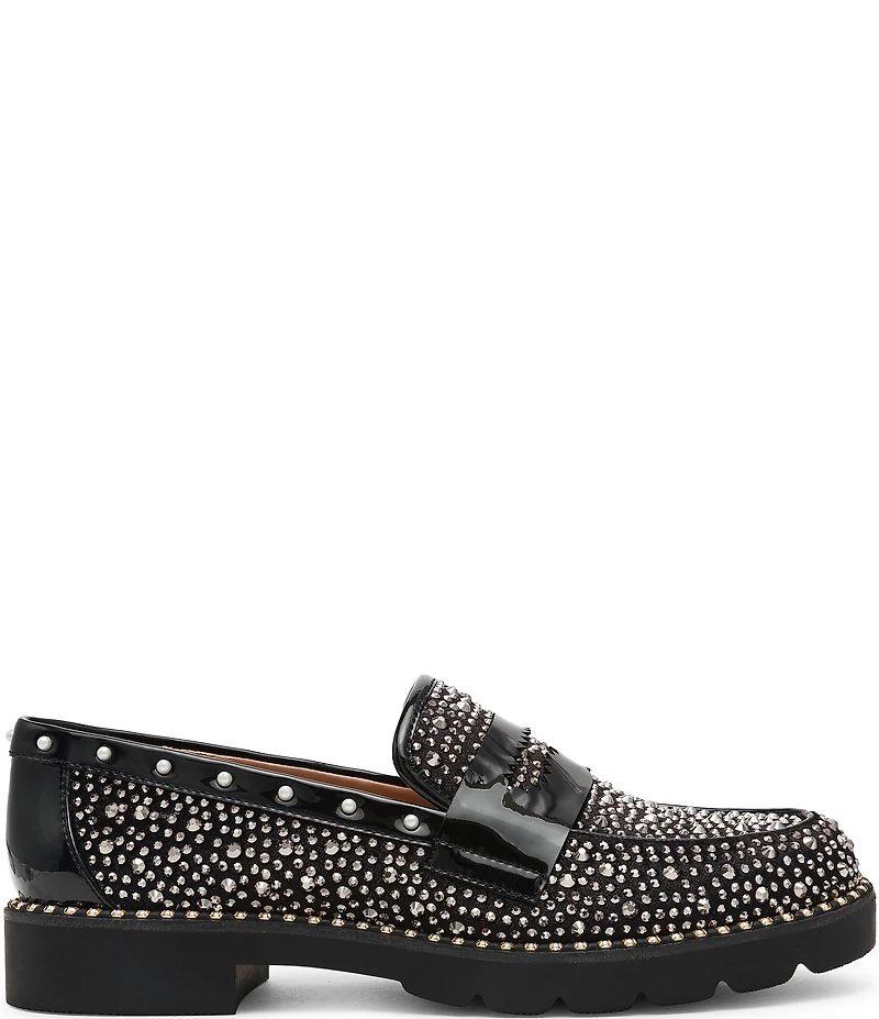 Betsey Johnson Lydiaa Rhinestone Penny Loafers