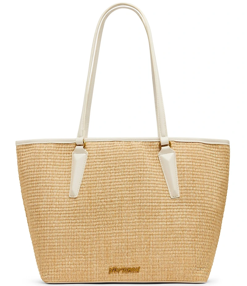 Betsey Johnson Main Squeeze Lemon Embroidered Straw Tote