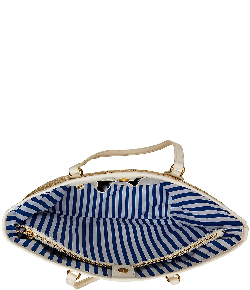 Betsey Johnson Main Squeeze Lemon Embroidered Straw Tote