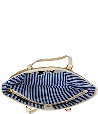 Betsey Johnson Main Squeeze Lemon Embroidered Straw Tote