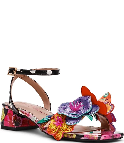 Betsey Johnson Maranda Beaded Floral and Butterfly Ornament Ankle Wrap Dress Sandals