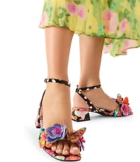 Betsey Johnson Maranda Beaded Floral and Butterfly Ornament Ankle Wrap Dress Sandals