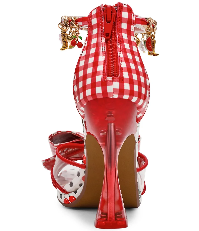 Betsey Johnson Margret Gingham Charm Embellished Dress Sandals