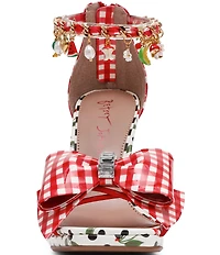 Betsey Johnson Margret Gingham Charm Embellished Dress Sandals